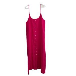 Victoria Dunn Gauzy Pink Spaghetti Strap Maxi Dress XL Sundress Travel Beach N14
